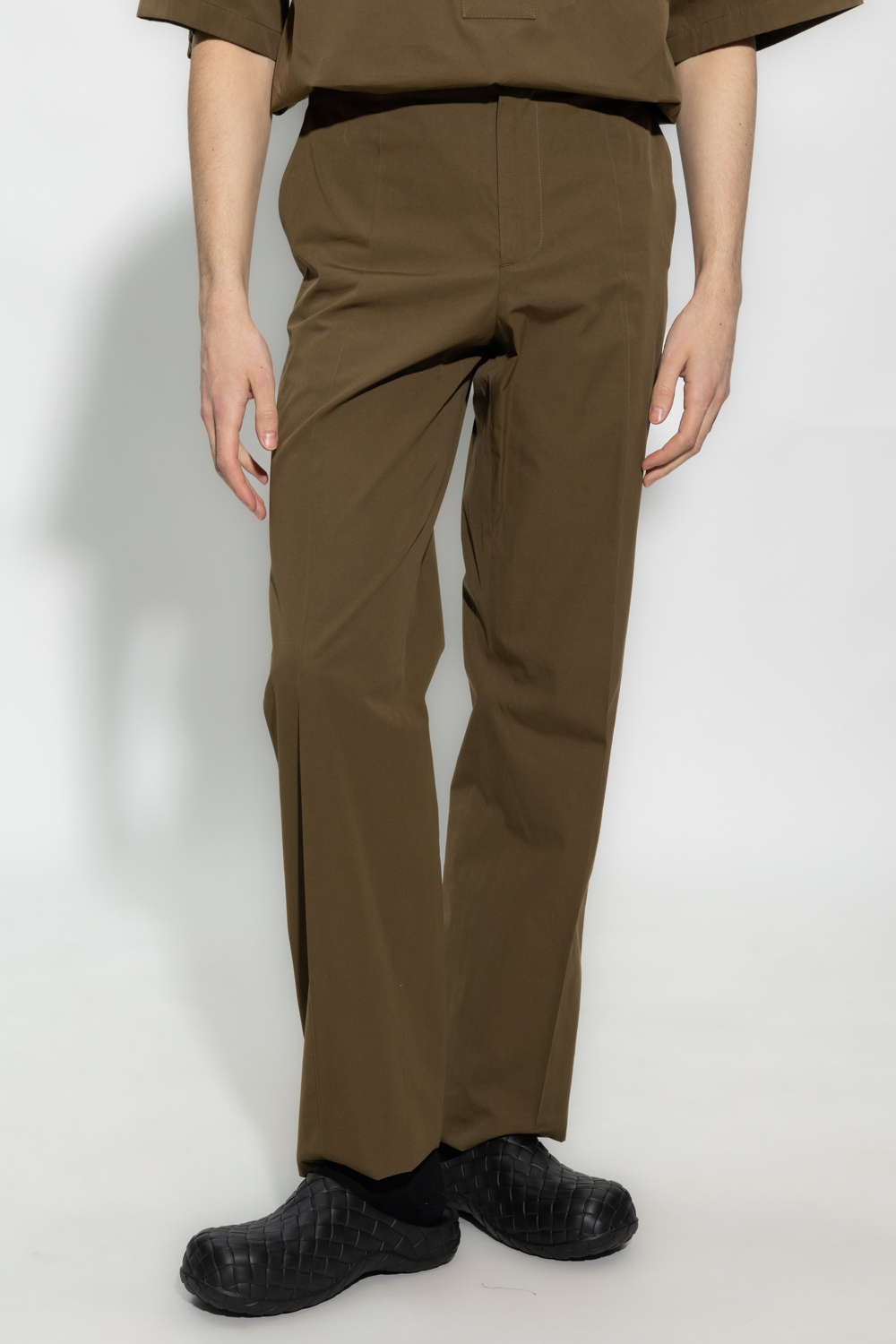 【送料&関税込】Bottega Veneta Loose-fitting Trousers BOTTEGA VENETA | Elastic Waistband Wool Twill Pants | BLACK